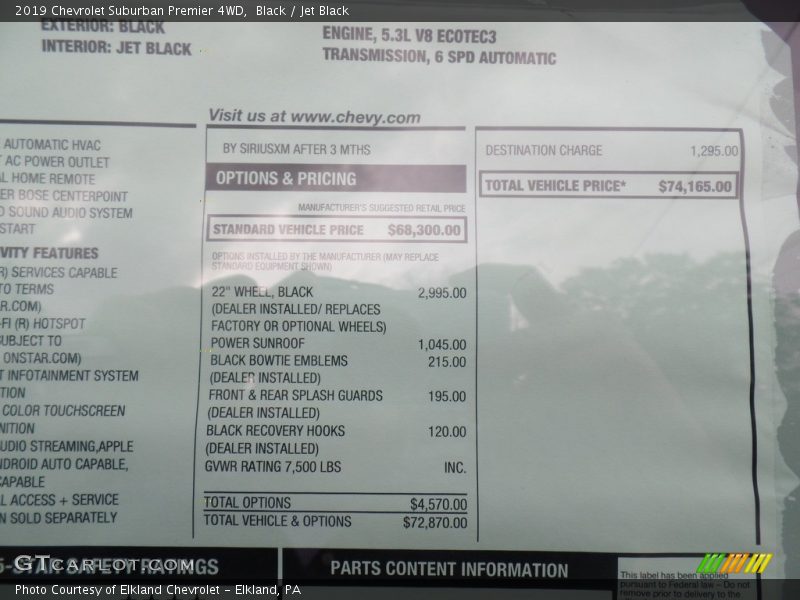 Black / Jet Black 2019 Chevrolet Suburban Premier 4WD