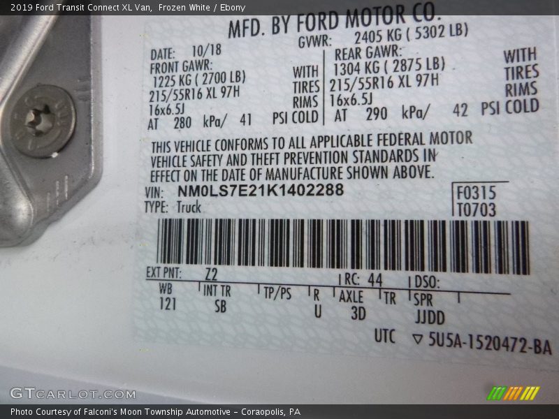 Frozen White / Ebony 2019 Ford Transit Connect XL Van