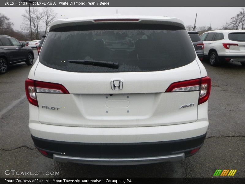 White Diamond Pearl / Beige 2019 Honda Pilot EX-L AWD
