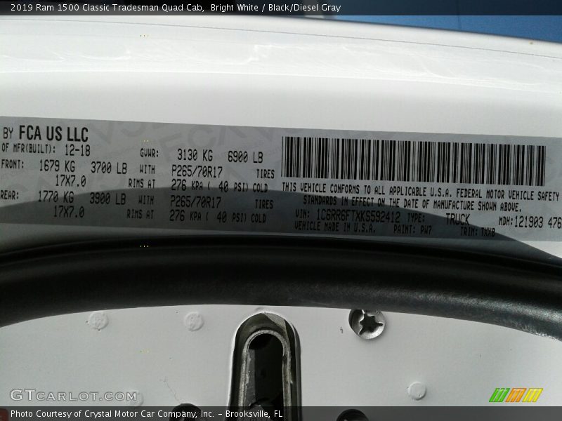 Bright White / Black/Diesel Gray 2019 Ram 1500 Classic Tradesman Quad Cab