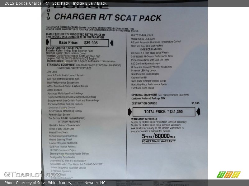 Indigo Blue / Black 2019 Dodge Charger R/T Scat Pack