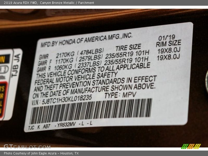 Canyon Bronze Metallic / Parchment 2019 Acura RDX FWD