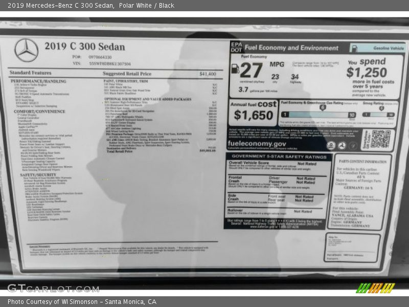 Polar White / Black 2019 Mercedes-Benz C 300 Sedan