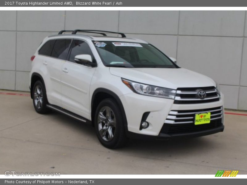 Blizzard White Pearl / Ash 2017 Toyota Highlander Limited AWD