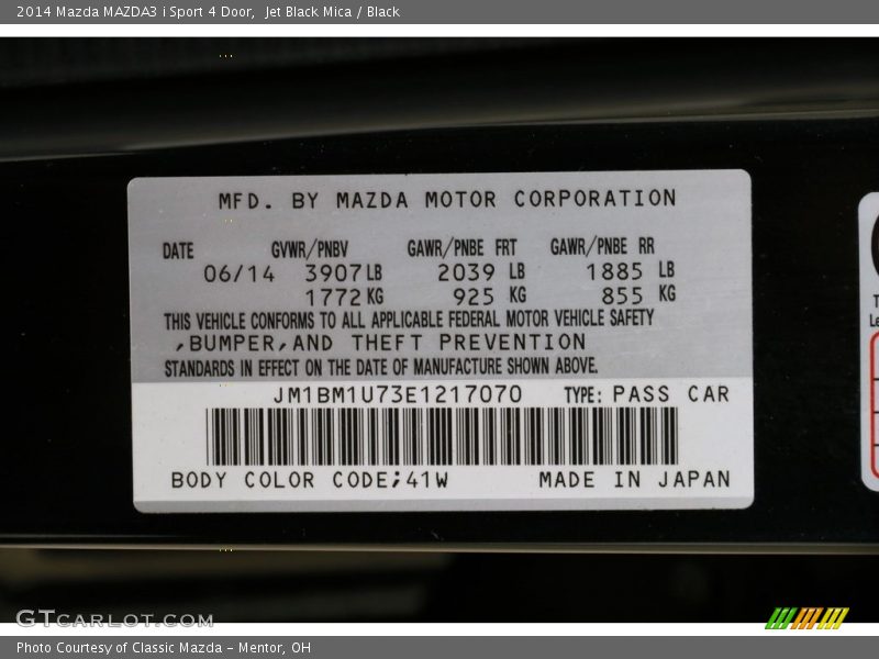 Jet Black Mica / Black 2014 Mazda MAZDA3 i Sport 4 Door
