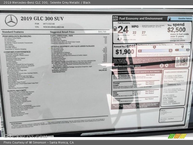 Selenite Grey Metallic / Black 2019 Mercedes-Benz GLC 300