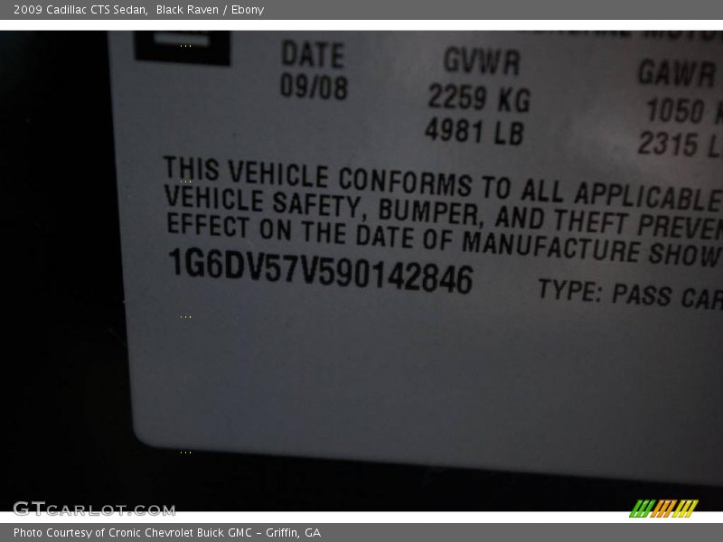 Black Raven / Ebony 2009 Cadillac CTS Sedan