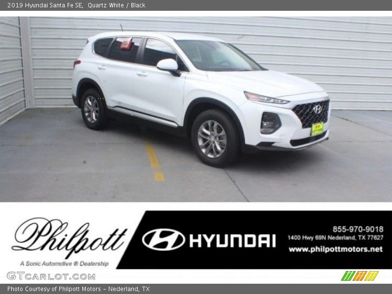 Quartz White / Black 2019 Hyundai Santa Fe SE