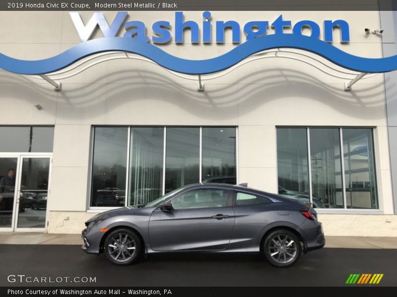Modern Steel Metallic / Black 2019 Honda Civic EX Coupe