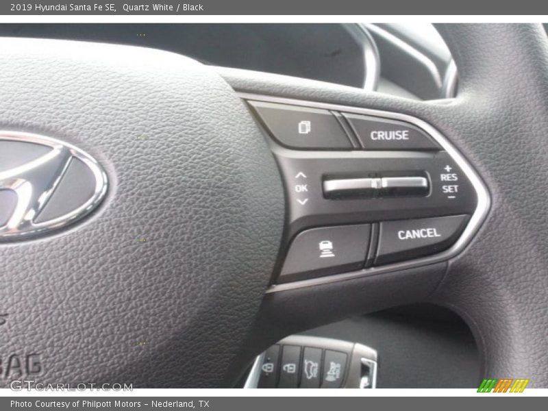 Quartz White / Black 2019 Hyundai Santa Fe SE