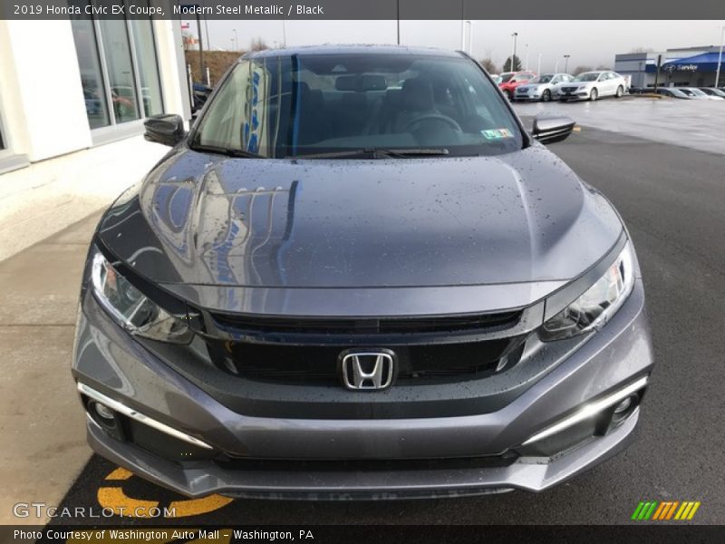 Modern Steel Metallic / Black 2019 Honda Civic EX Coupe
