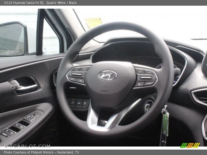 Quartz White / Black 2019 Hyundai Santa Fe SE