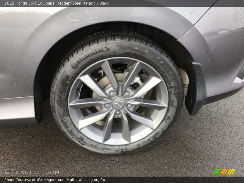Modern Steel Metallic / Black 2019 Honda Civic EX Coupe