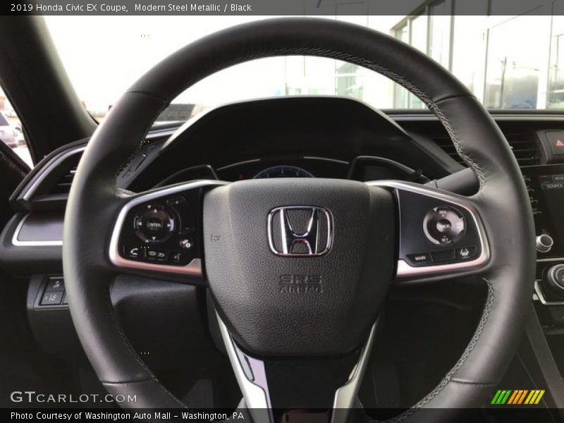 Modern Steel Metallic / Black 2019 Honda Civic EX Coupe