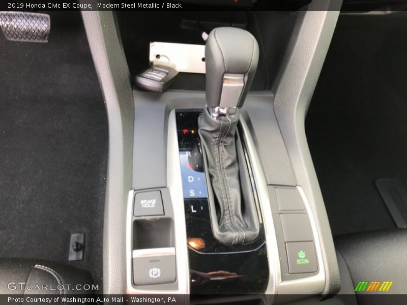 Modern Steel Metallic / Black 2019 Honda Civic EX Coupe