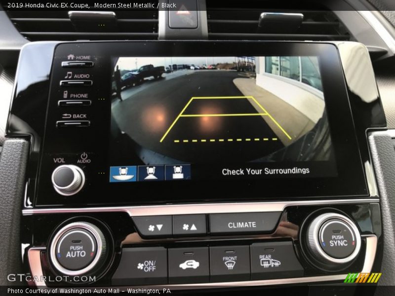 Modern Steel Metallic / Black 2019 Honda Civic EX Coupe