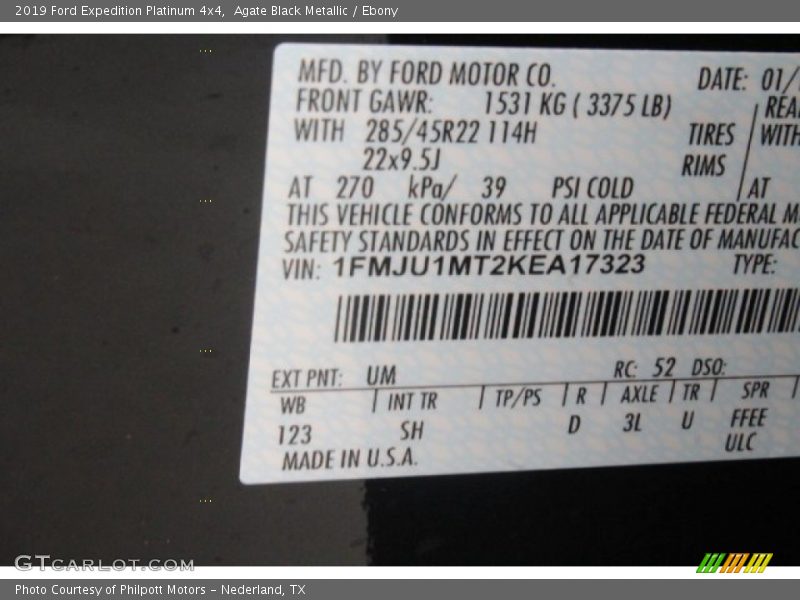 Agate Black Metallic / Ebony 2019 Ford Expedition Platinum 4x4