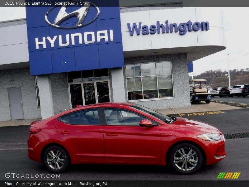 Scarlet Red / Gray 2018 Hyundai Elantra SEL