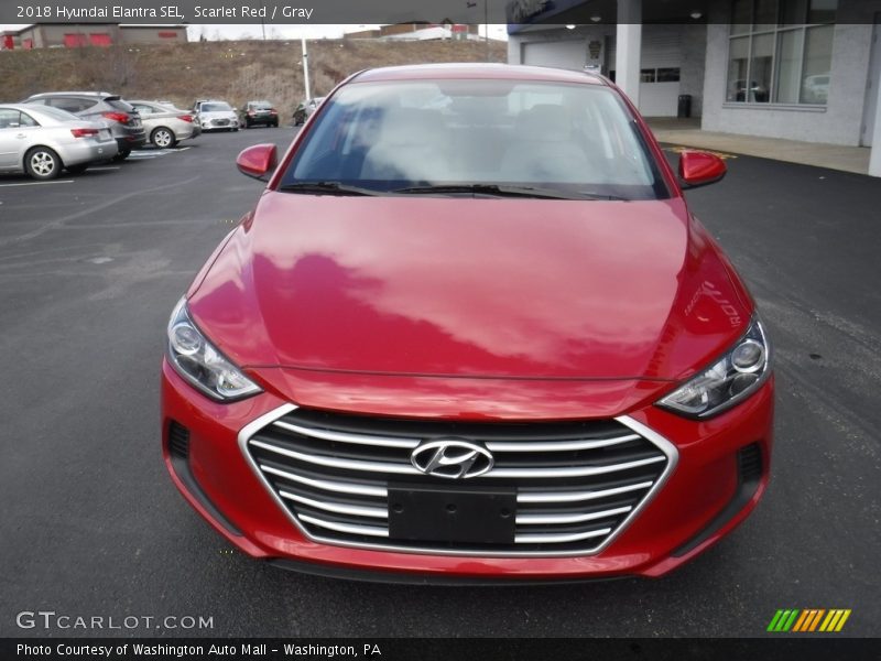 Scarlet Red / Gray 2018 Hyundai Elantra SEL