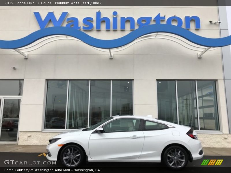 Platinum White Pearl / Black 2019 Honda Civic EX Coupe