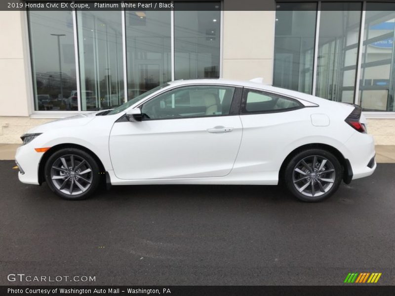 Platinum White Pearl / Black 2019 Honda Civic EX Coupe