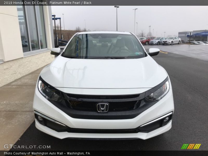 Platinum White Pearl / Black 2019 Honda Civic EX Coupe