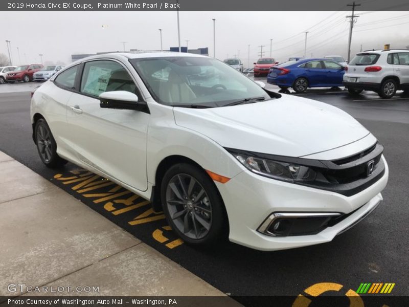 Platinum White Pearl / Black 2019 Honda Civic EX Coupe