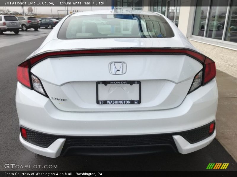 Platinum White Pearl / Black 2019 Honda Civic EX Coupe