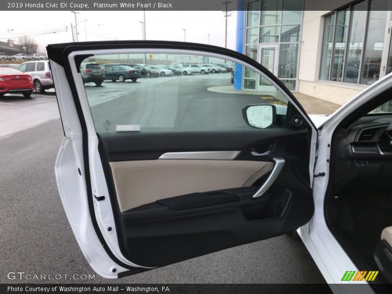 Platinum White Pearl / Black 2019 Honda Civic EX Coupe