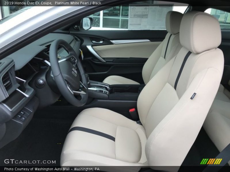 Platinum White Pearl / Black 2019 Honda Civic EX Coupe