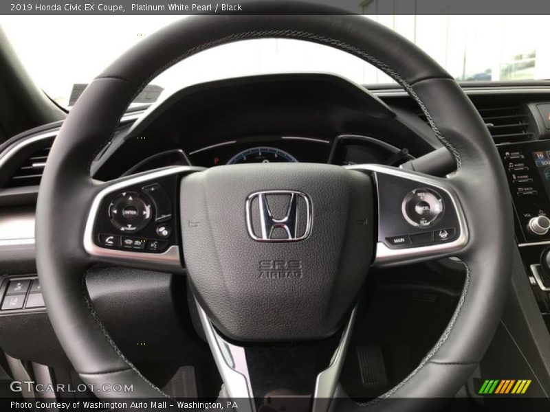 Platinum White Pearl / Black 2019 Honda Civic EX Coupe
