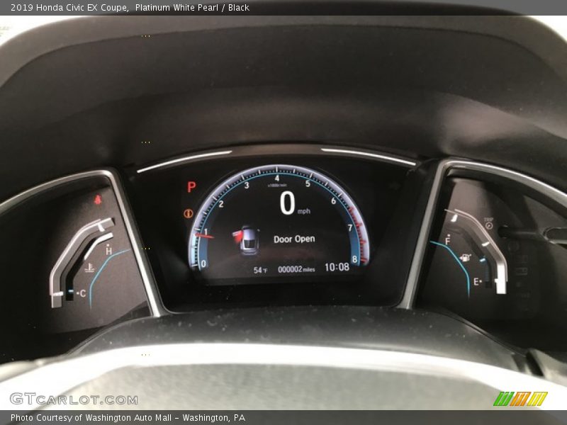 Platinum White Pearl / Black 2019 Honda Civic EX Coupe