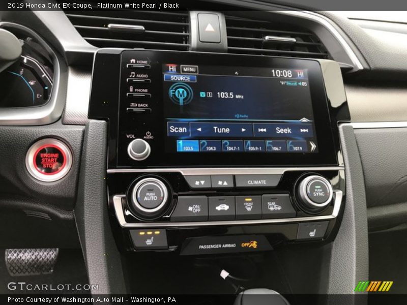 Platinum White Pearl / Black 2019 Honda Civic EX Coupe