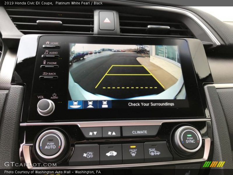 Platinum White Pearl / Black 2019 Honda Civic EX Coupe