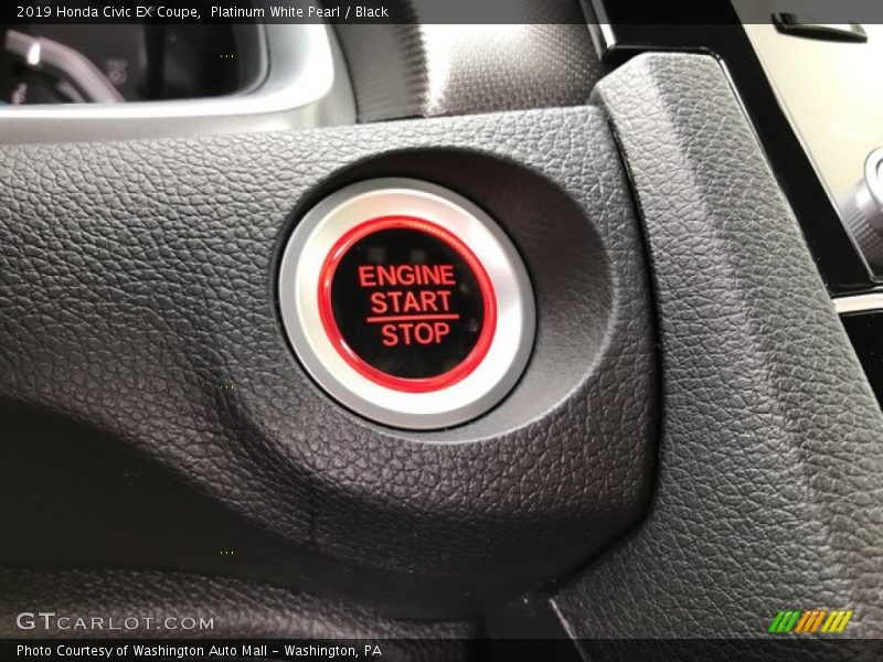 Platinum White Pearl / Black 2019 Honda Civic EX Coupe