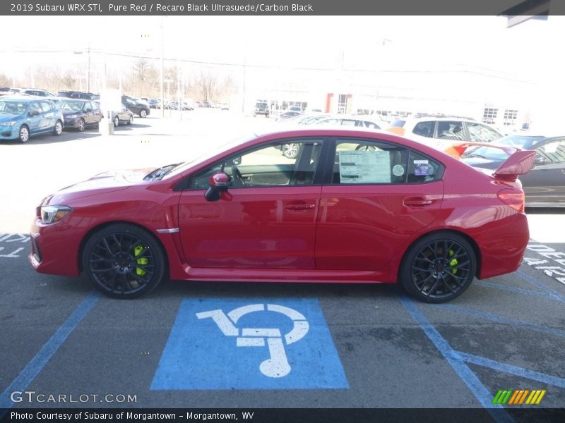 Pure Red / Recaro Black Ultrasuede/Carbon Black 2019 Subaru WRX STI