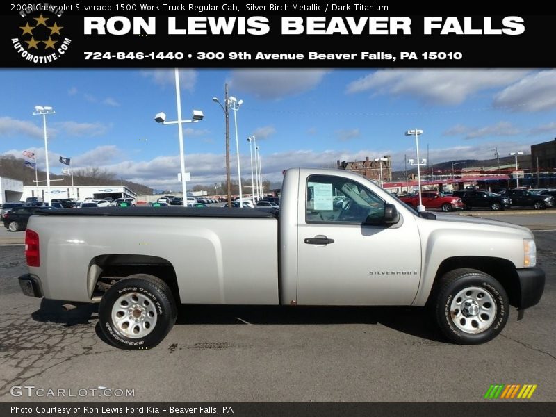 Silver Birch Metallic / Dark Titanium 2008 Chevrolet Silverado 1500 Work Truck Regular Cab