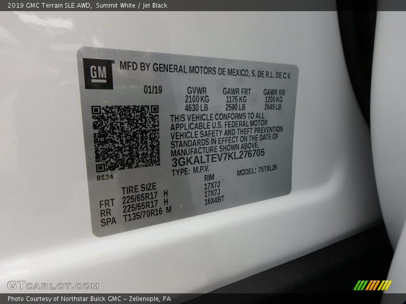 Summit White / Jet Black 2019 GMC Terrain SLE AWD