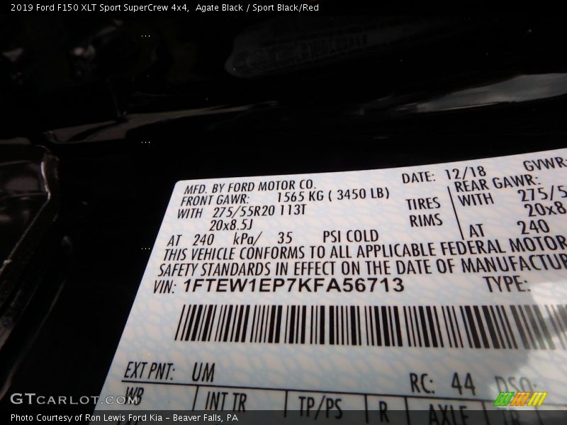 Agate Black / Sport Black/Red 2019 Ford F150 XLT Sport SuperCrew 4x4