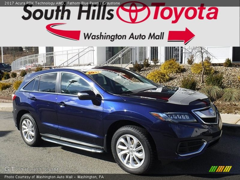 Fathom Blue Pearl / Graystone 2017 Acura RDX Technology AWD