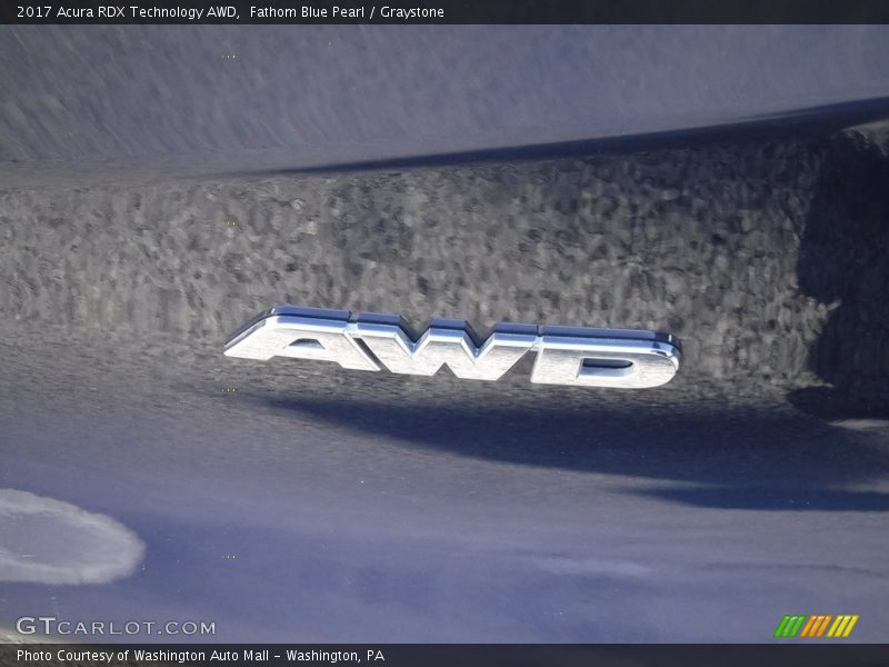 Fathom Blue Pearl / Graystone 2017 Acura RDX Technology AWD