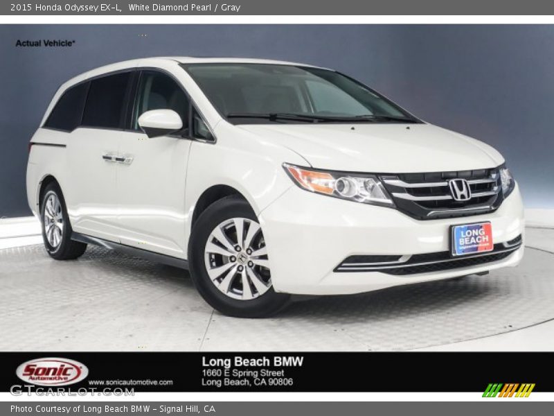 White Diamond Pearl / Gray 2015 Honda Odyssey EX-L