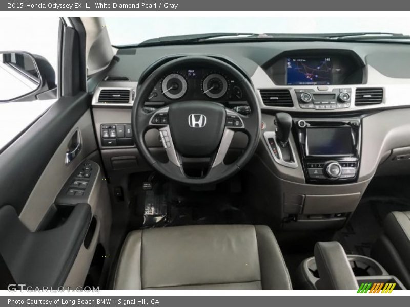 White Diamond Pearl / Gray 2015 Honda Odyssey EX-L