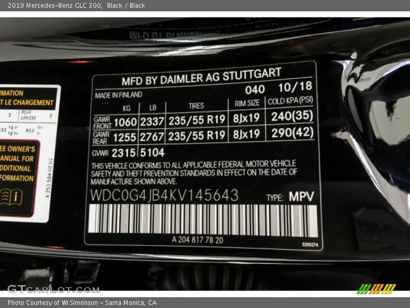Black / Black 2019 Mercedes-Benz GLC 300