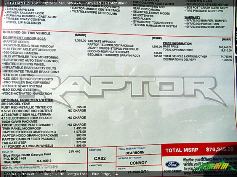 Ruby Red / Raptor Black 2019 Ford F150 SVT Raptor SuperCrew 4x4