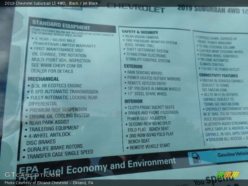 Black / Jet Black 2019 Chevrolet Suburban LS 4WD