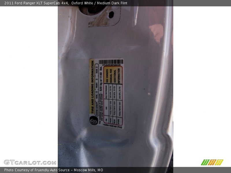 Oxford White / Medium Dark Flint 2011 Ford Ranger XLT SuperCab 4x4