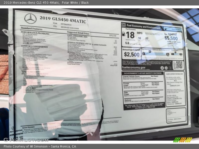 Polar White / Black 2019 Mercedes-Benz GLS 450 4Matic