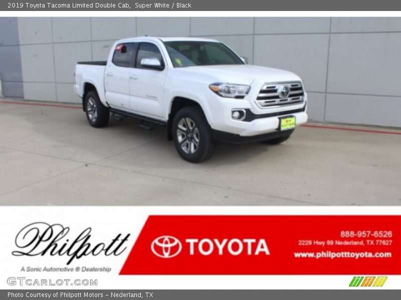 Super White / Black 2019 Toyota Tacoma Limited Double Cab