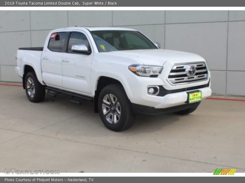 Super White / Black 2019 Toyota Tacoma Limited Double Cab